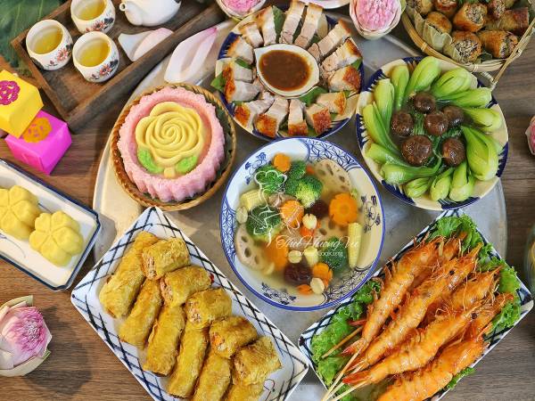 Mâm lễ vật cơ bản dâng cúng rằm tháng Giêng